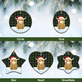Reid Green Tartan Christmas Ceramic Ornament - Highland Cows Style
